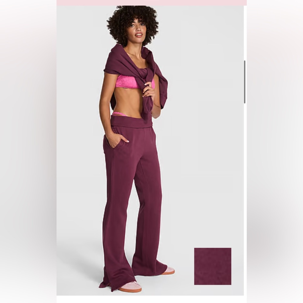 PINK Victoria's Secret Wild Rose Foldover Flare Sweatpants